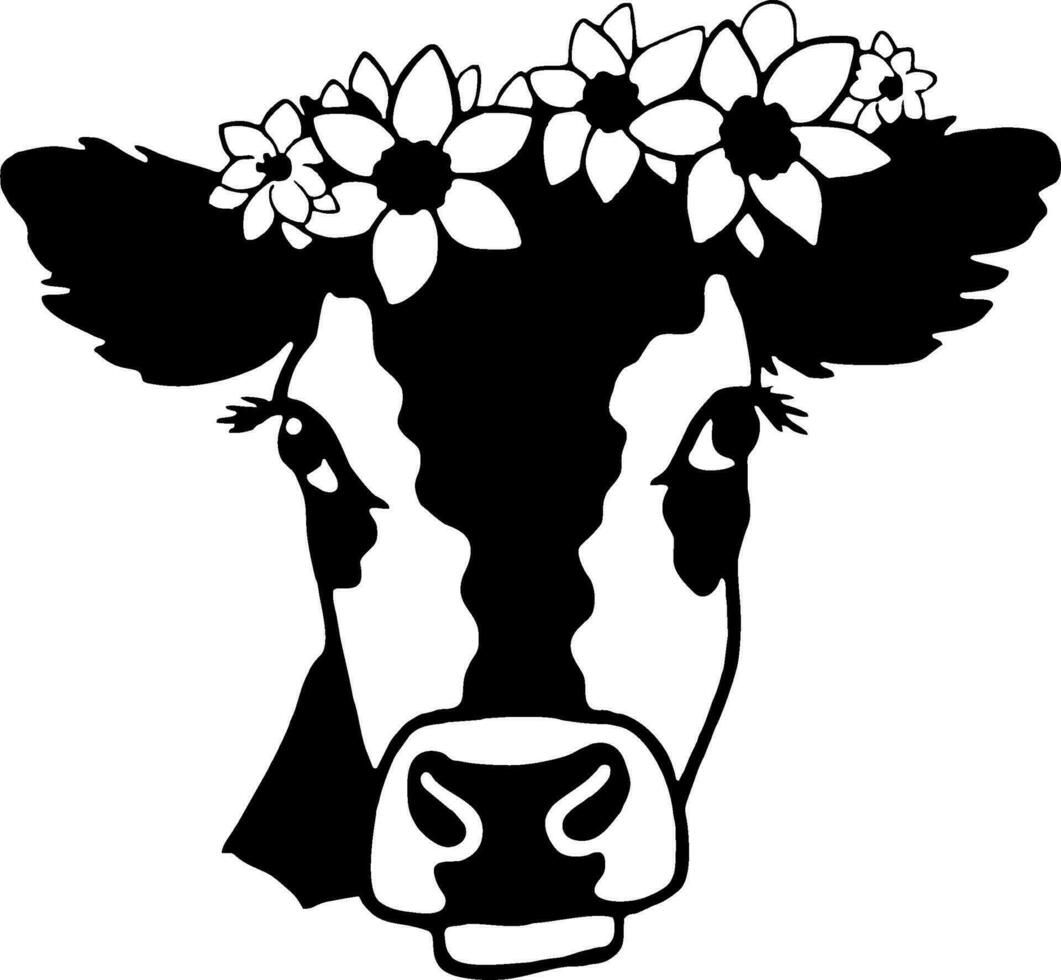 Heifer Flowers Crown Vector Cow Floral Stock Vector Royalty Free