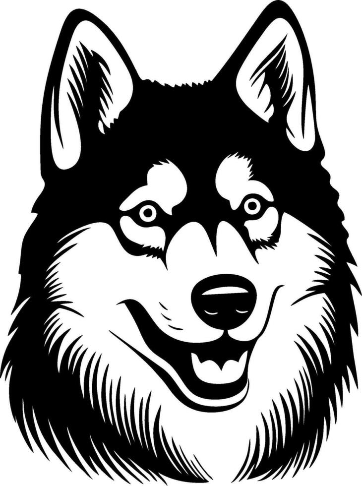 a black and white drawing of a husky dog vector
