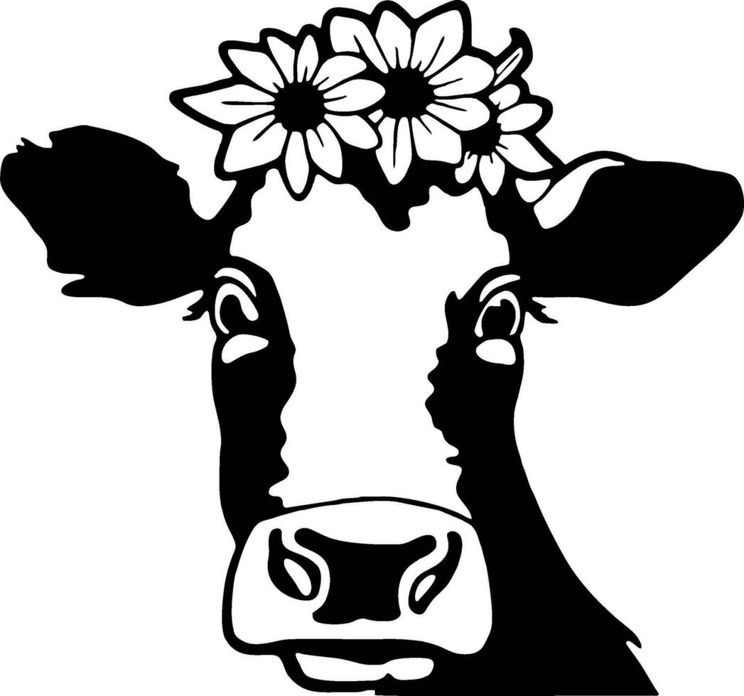 Heifer Flowers Crown Vector Cow Floral Stock Vector Royalty Free