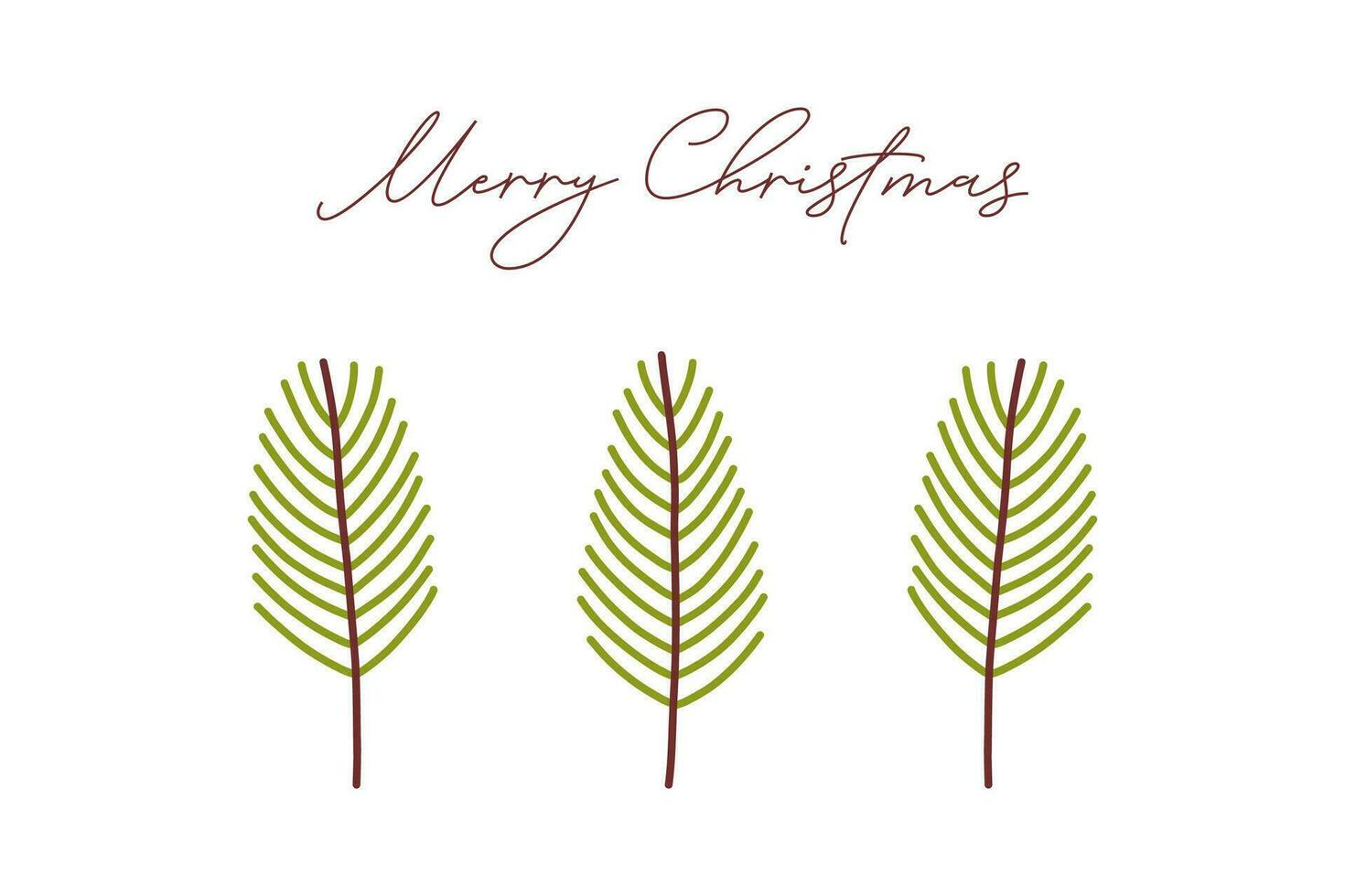 Merry Christmas card with fir branches and lettering. Hand drawn vector illustration