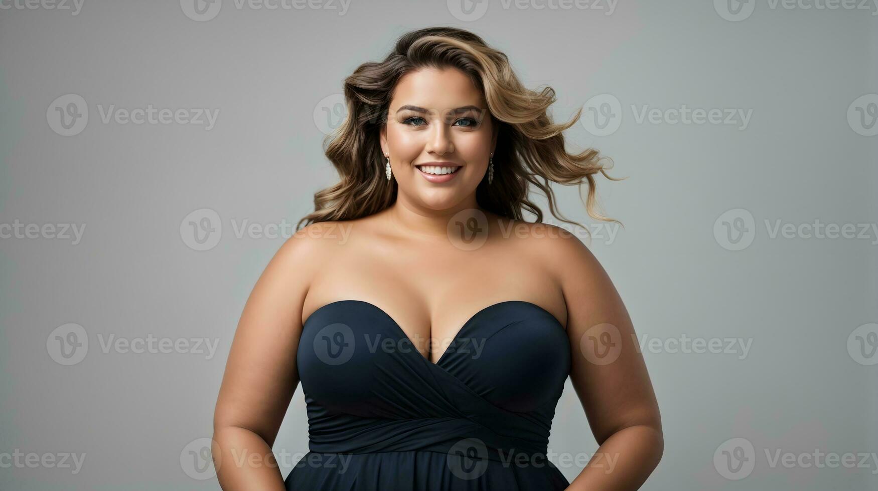 Ai generative Portrait of plus size beauty fashion model, background, banner with copy space text photo