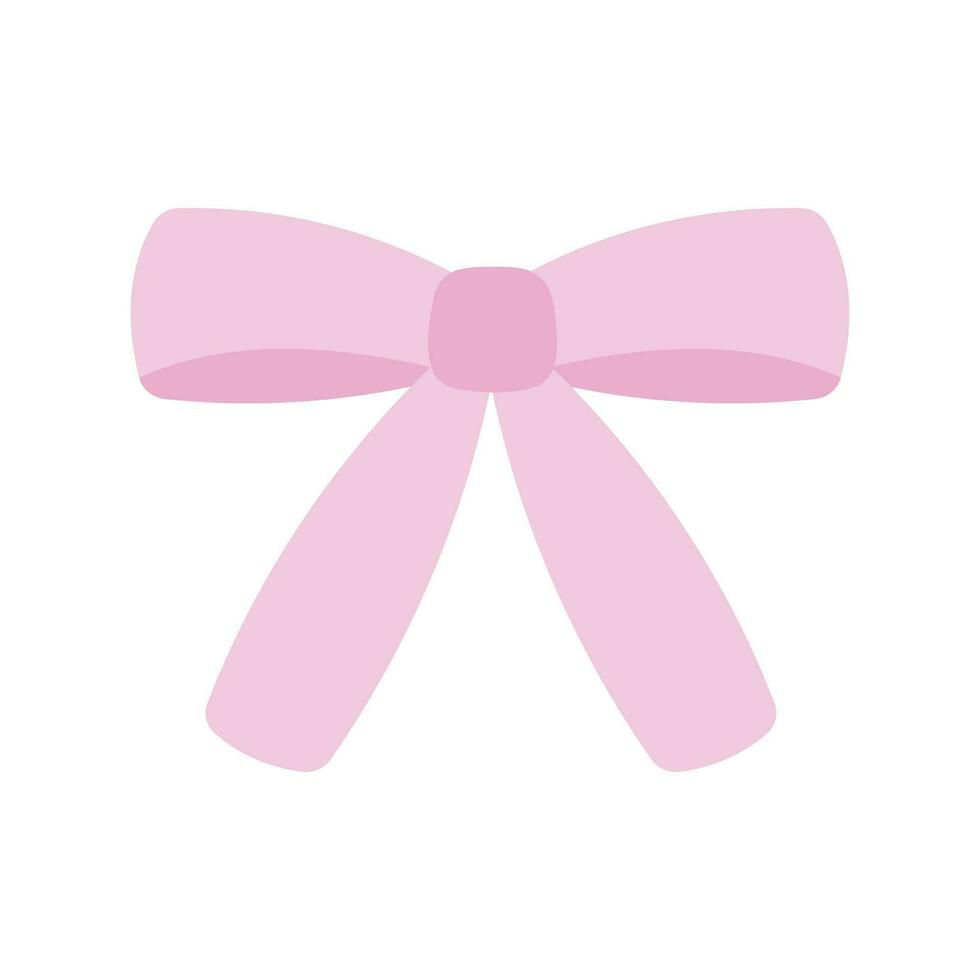 Beautiful simple light pink color bow. Cute doll bow. Isolated cartoon vector illustration on white background