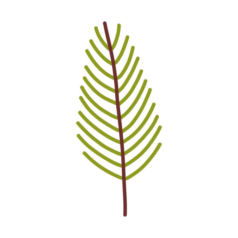 Christmas green spruce branch icon. Simple minimalistic spruce branch. Hand drawn cartoon vector illustration