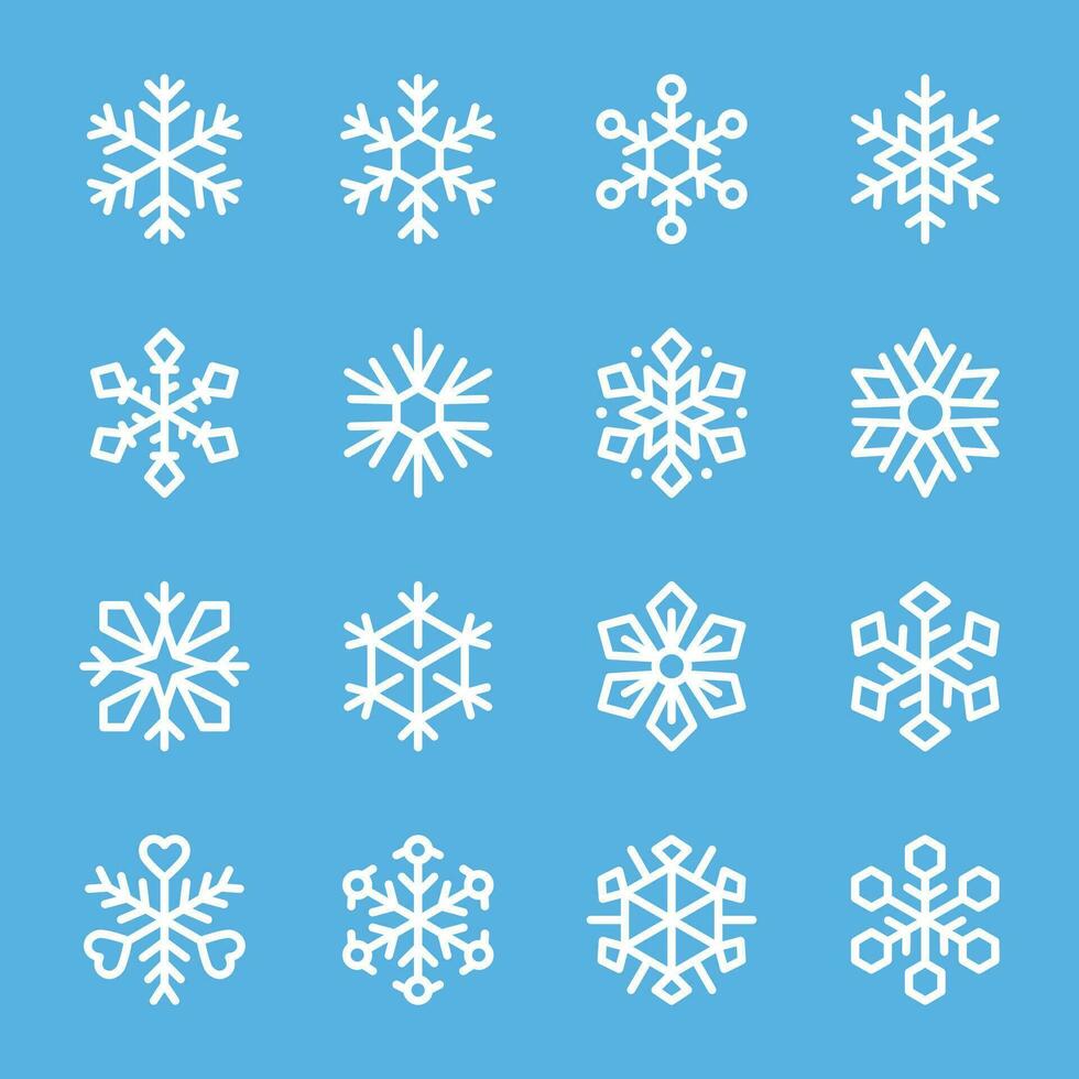 copo de nieve icono conjunto, vector y ilustración