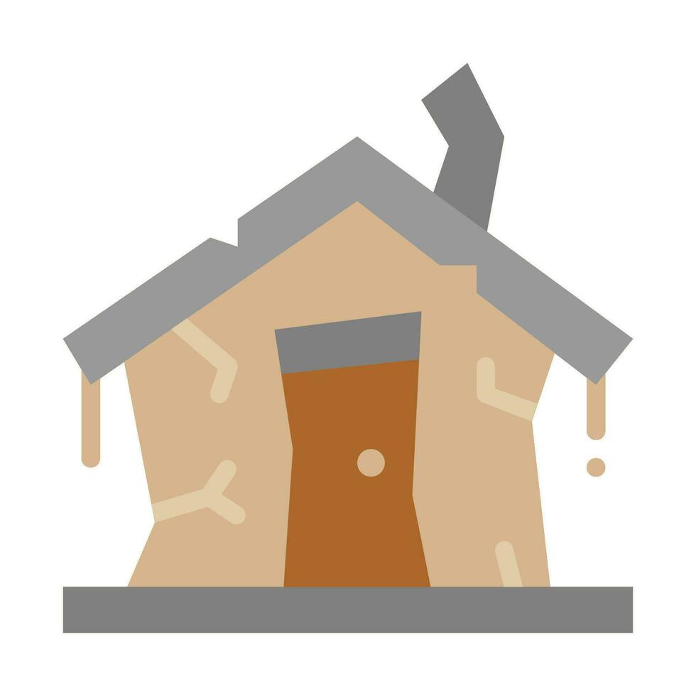 abandonado casa plano icono, vector y ilustración