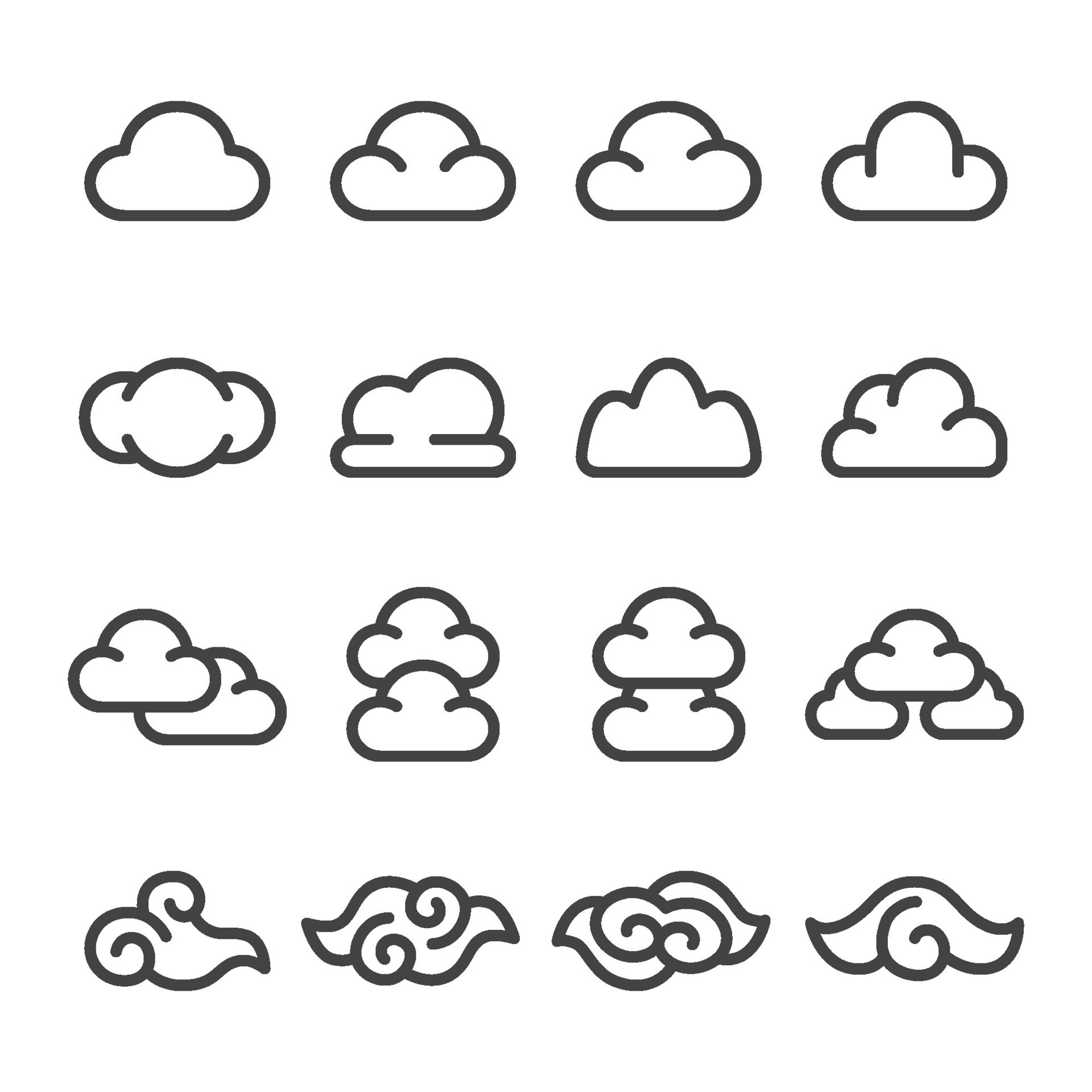 cloud line icon set,vector and illustration 30338009 Vector Art at Vecteezy