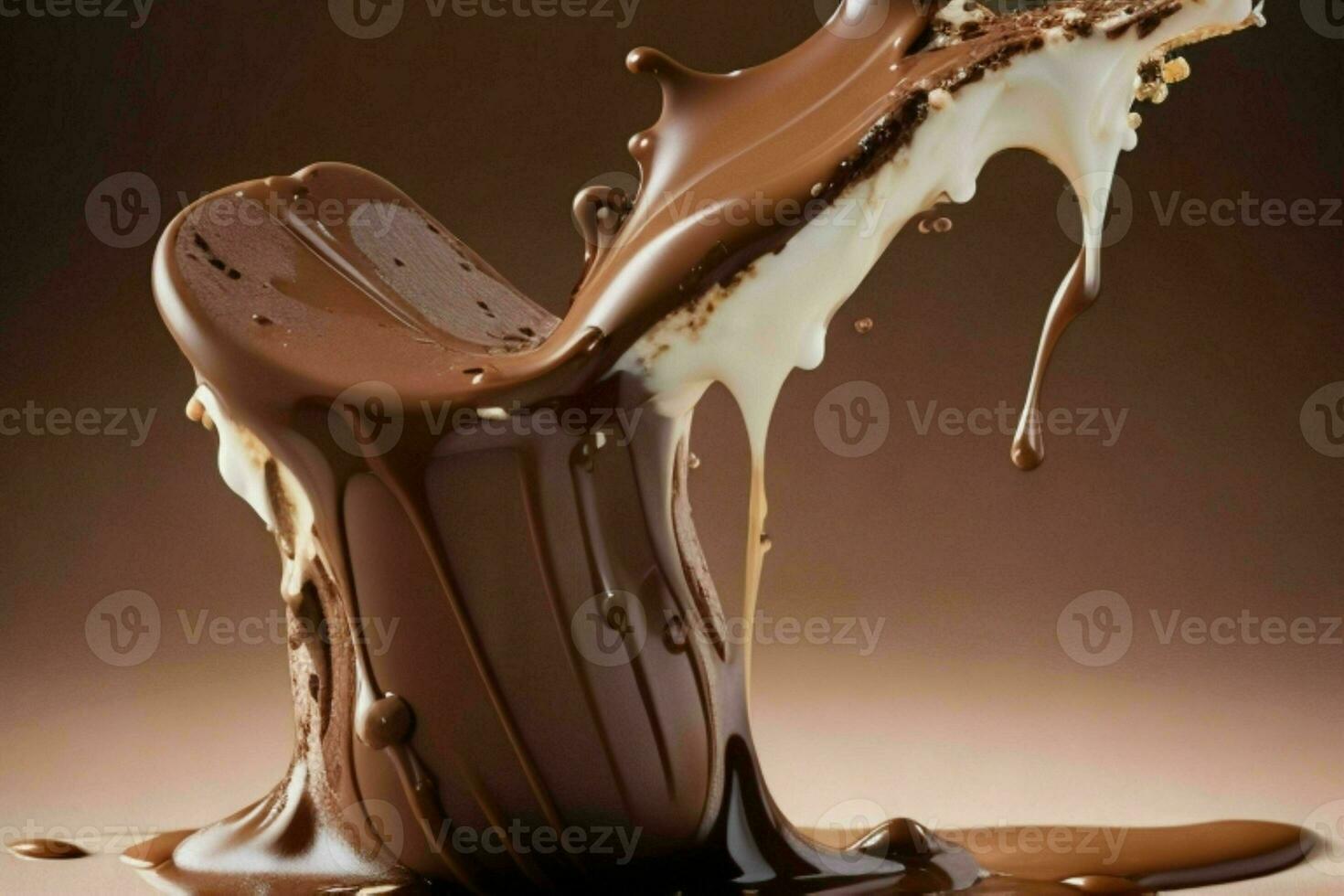 splash milk and chocolate. AI Generative Pro Photo