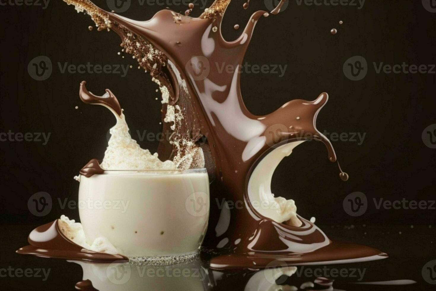 splash milk and chocolate. AI Generative Pro Photo