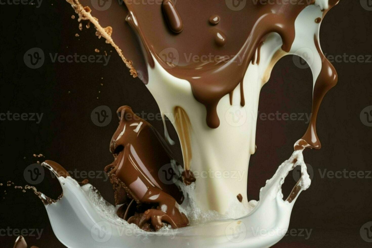 splash milk and chocolate. AI Generative Pro Photo