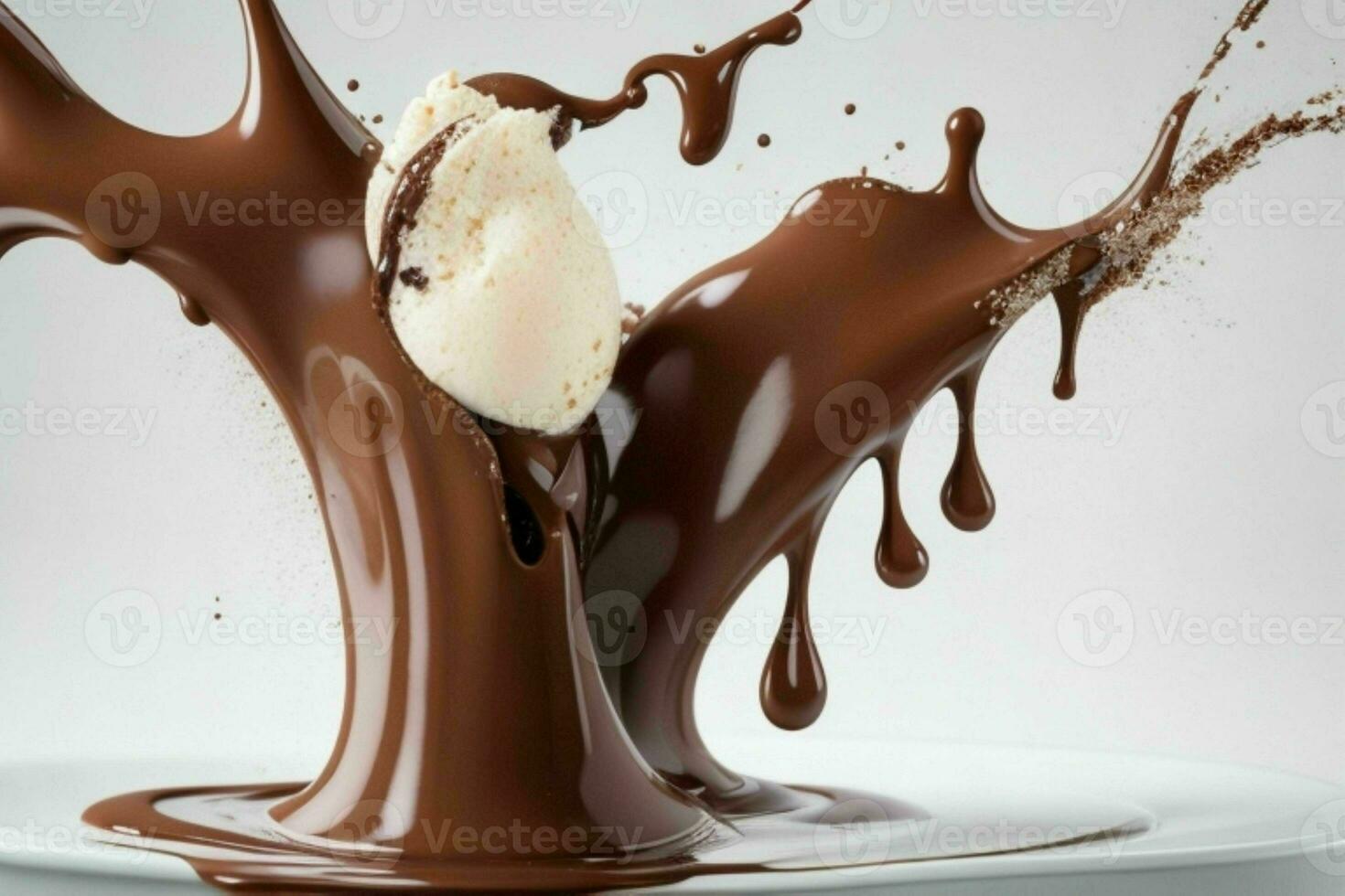 splash milk and chocolate. AI Generative Pro Photo