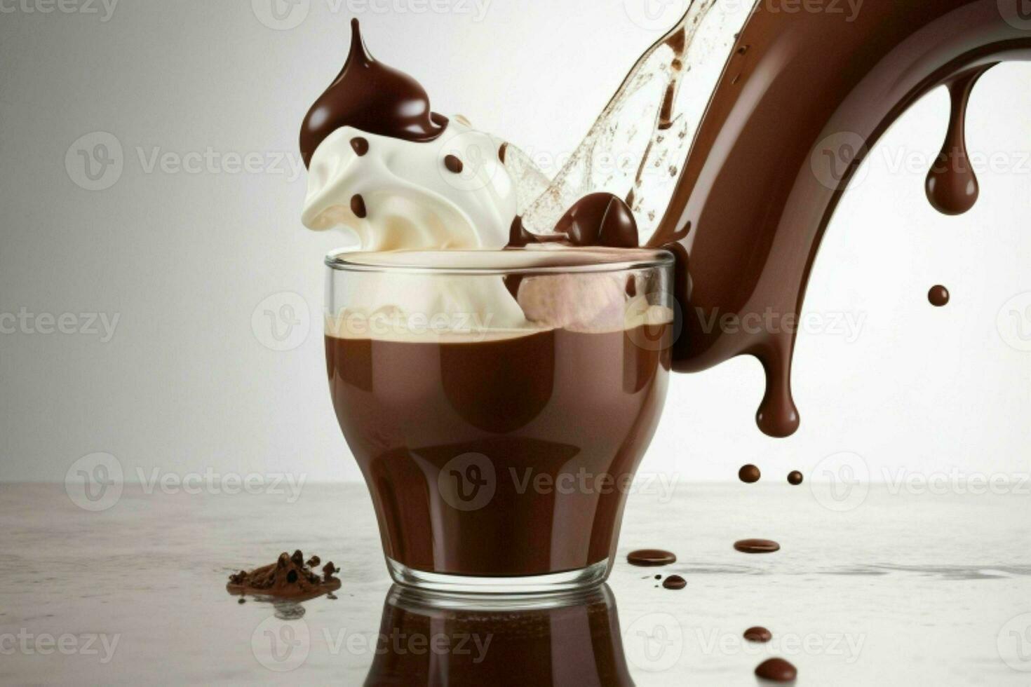 splash milk and chocolate. AI Generative Pro Photo