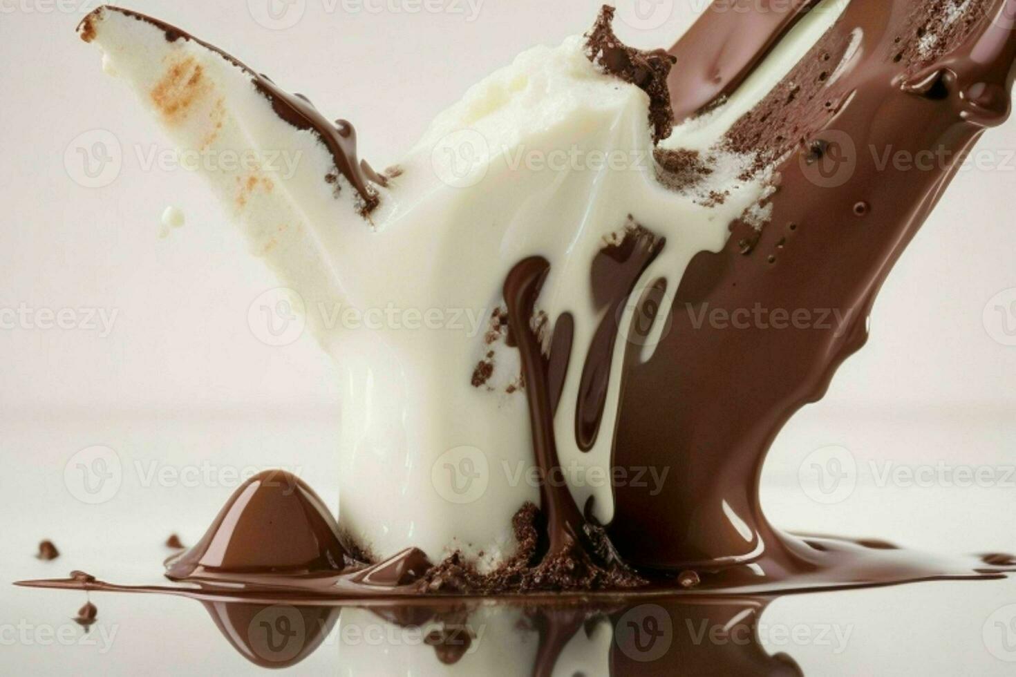 splash milk and chocolate. AI Generative Pro Photo