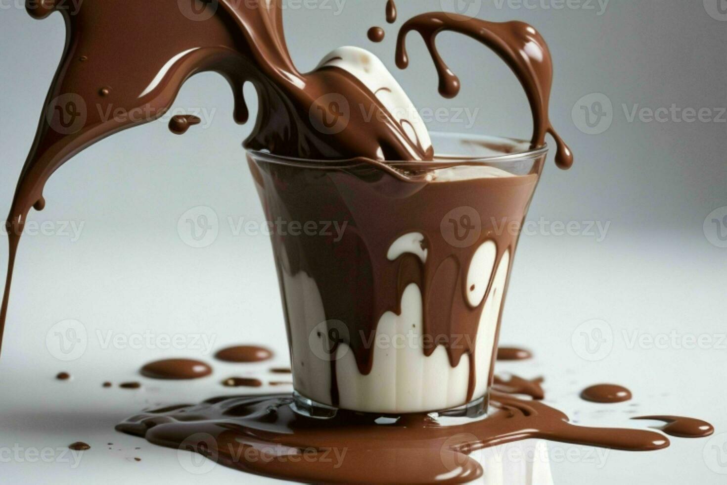splash milk and chocolate. AI Generative Pro Photo