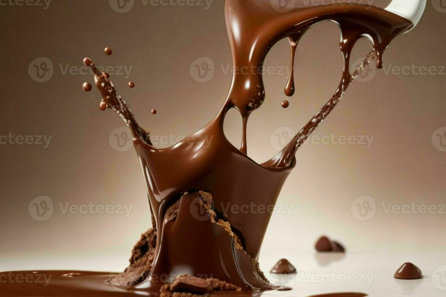 splash milk and chocolate. AI Generative Pro Photo