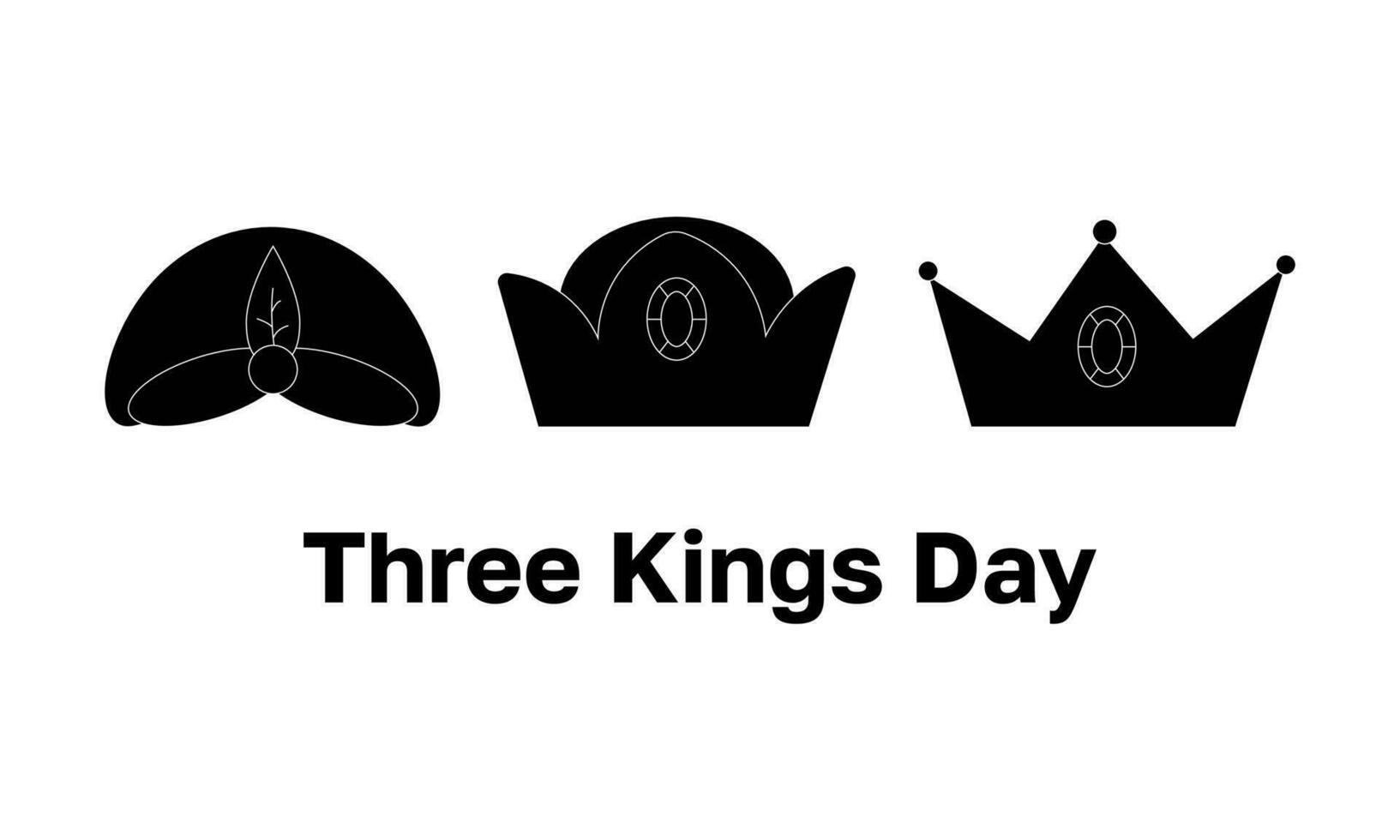 Tres reyes día. negro logo, icono en blanco antecedentes. vector modelo ilustración