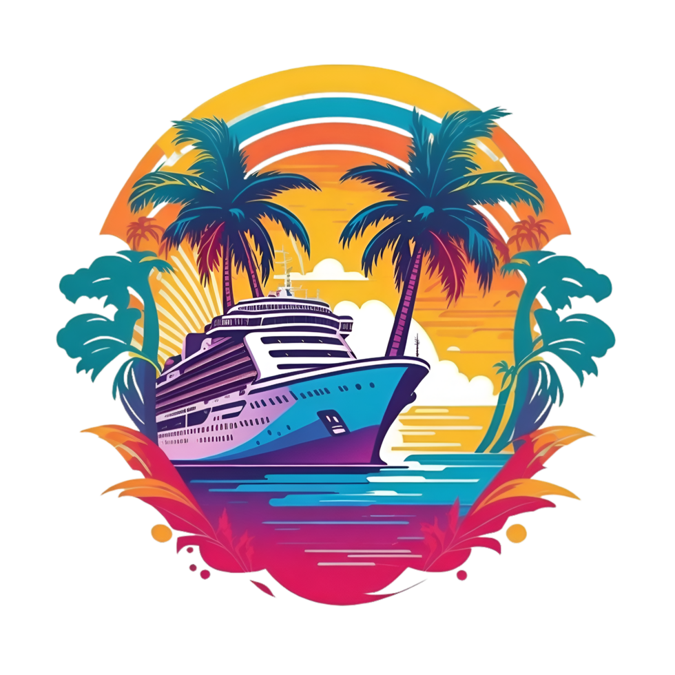 iate navio ilustração dentro retro pop cor projeto, perfeito para clube logotipo e verão t camisa design.generativo ai png