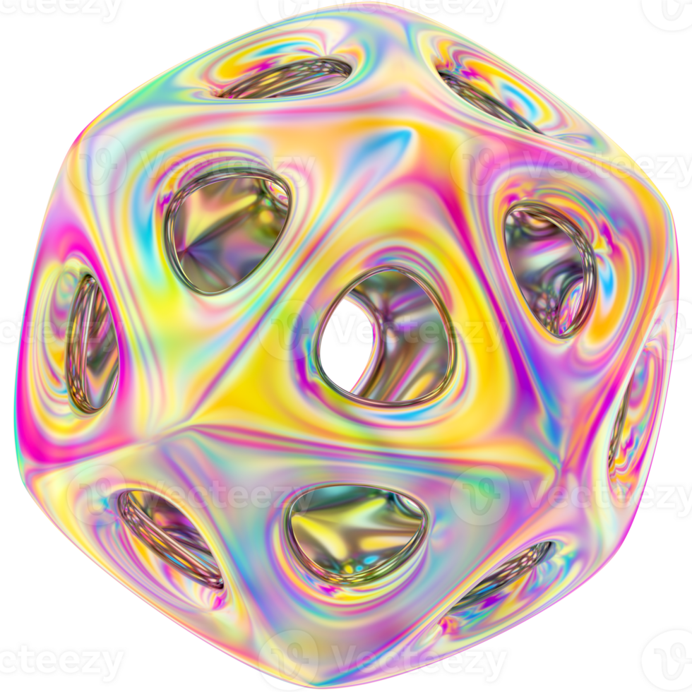 Abstract Geometric Holographic 3D Shape png