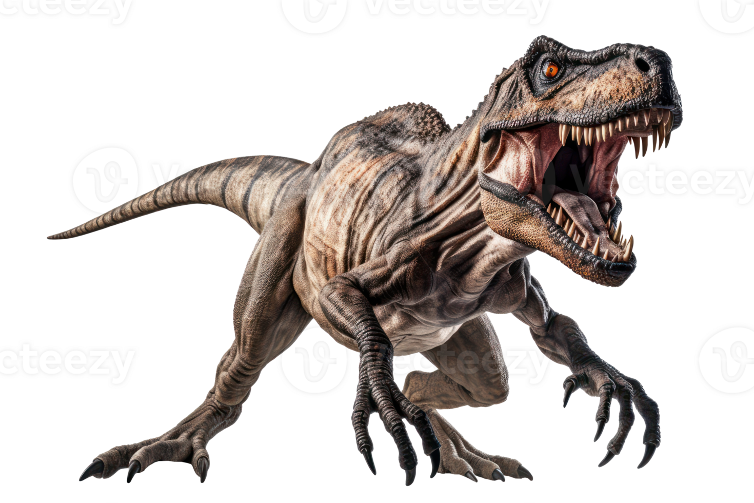 T-Rex dinosaur isolated on transparent background. Ai generated png