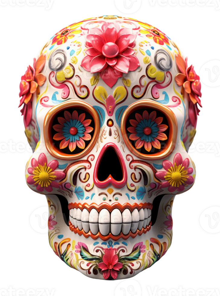 Colorful skull people. Day of the dead festival concept. Ai generated. png