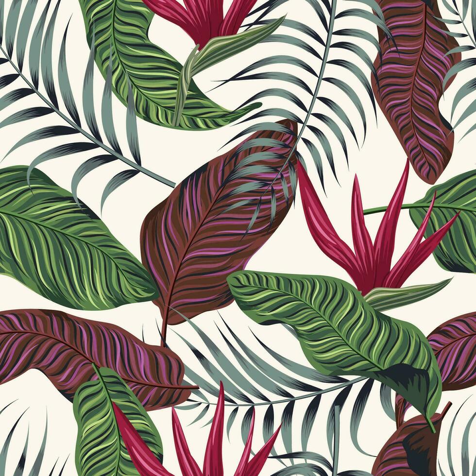 Floral seamless pattern with leaves. tropical background vector