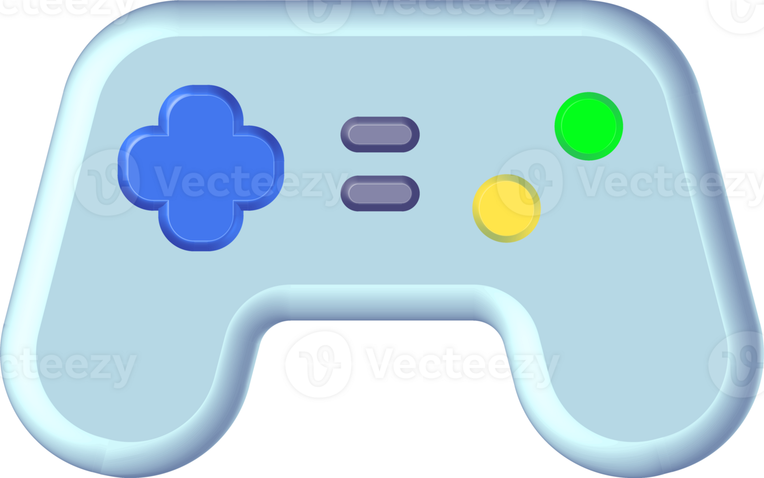 Cartoonish gamepad, video game controller. PNG with transparent background.