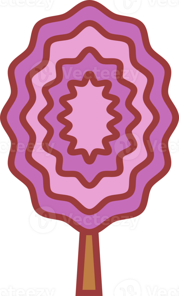 Abstract decorative, vibrant colorful tree. PNG with transparent background