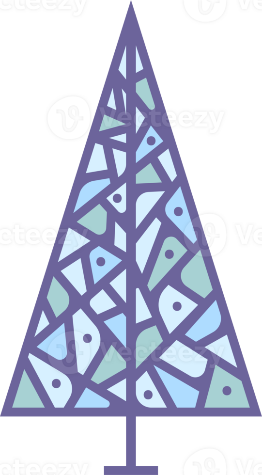 Abstract decorative, vibrant colorful tree. PNG with transparent background