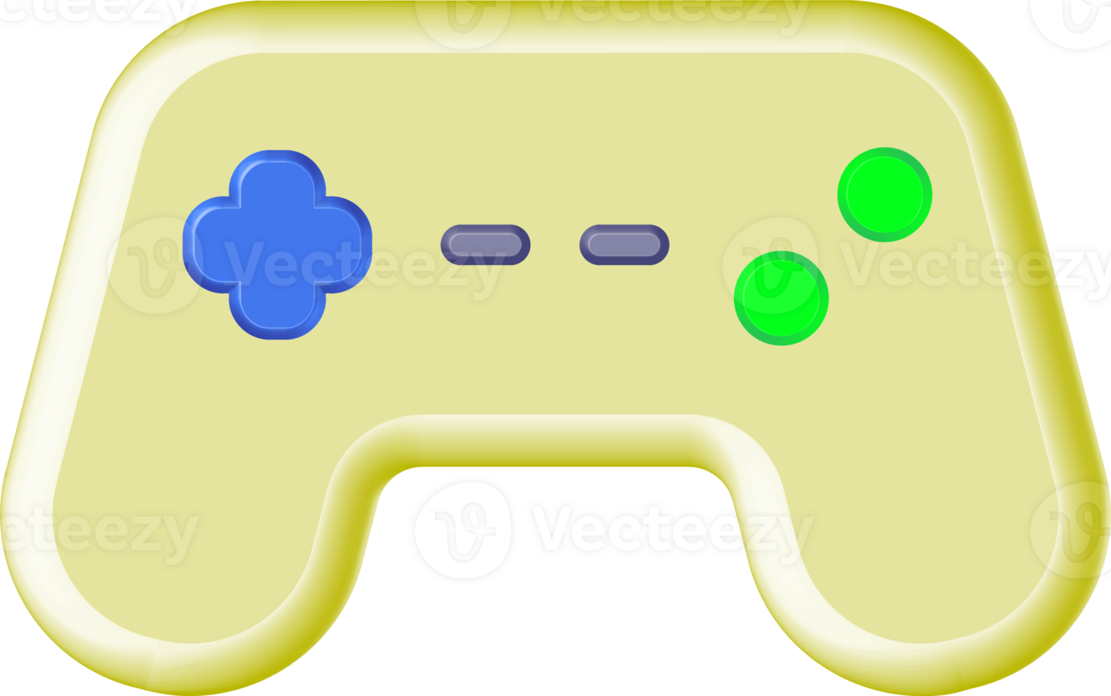 Cartoonish gamepad, video game controller. PNG with transparent background.