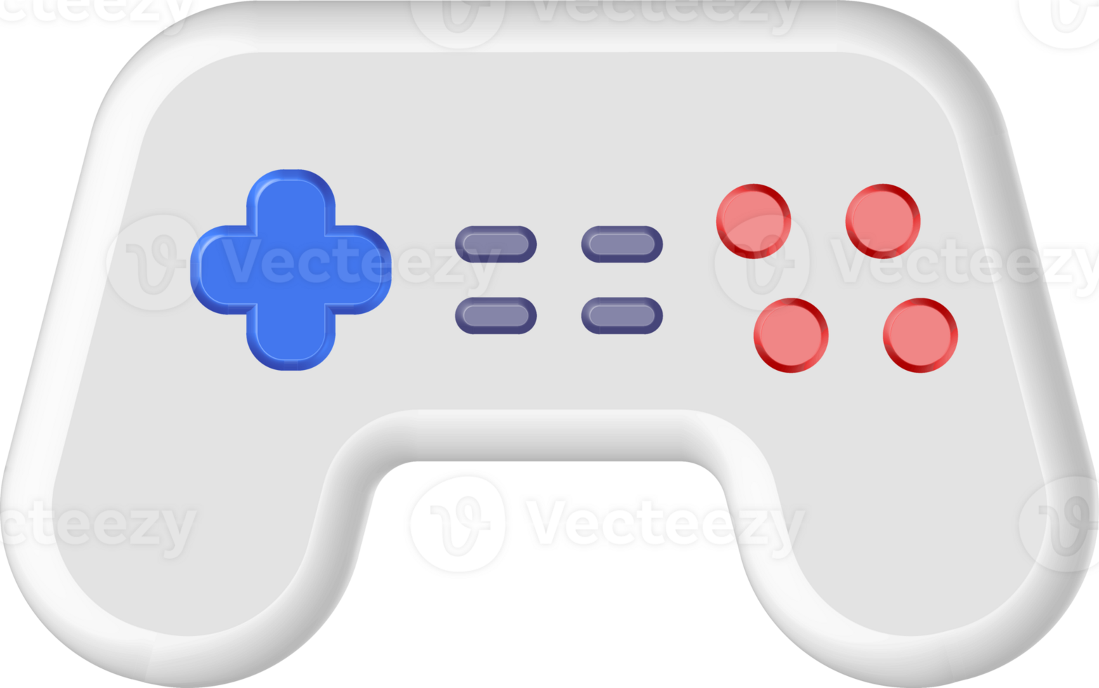 Cartoonish gamepad, video game controller. PNG with transparent background.