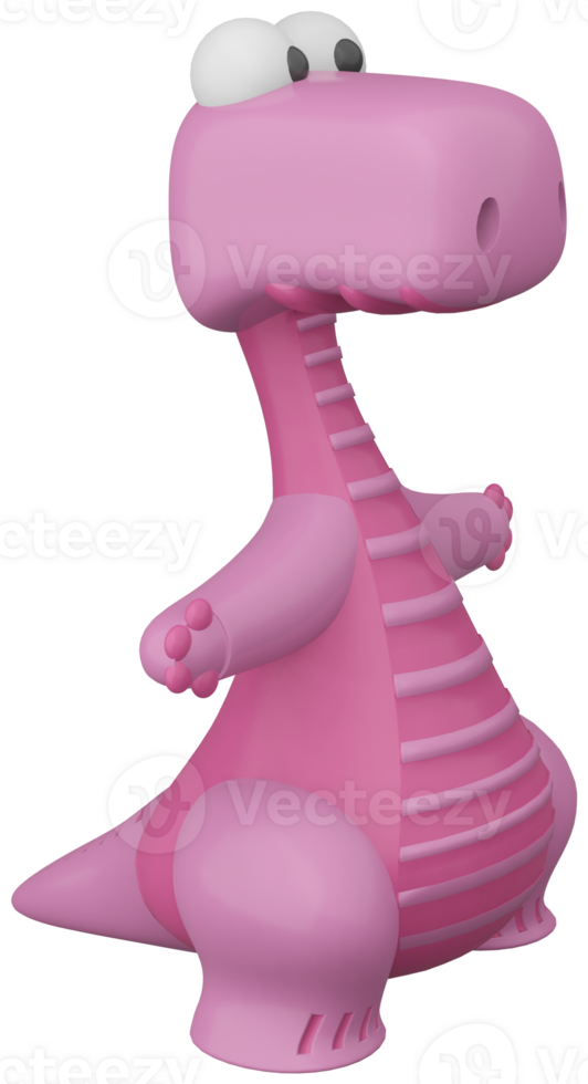 3d ilustração render Rosa estilizado dinossauro personagem menina em transparente fundo png