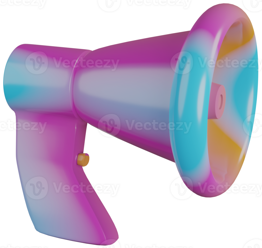 3D Illustration Render Loudspeaker Toy Multicolored Plastic On Transparent Background png