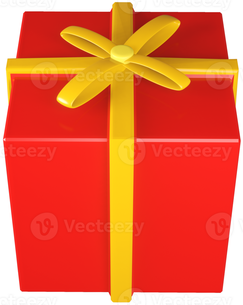 3D model of a wrapped gift with a bow on transparent background png