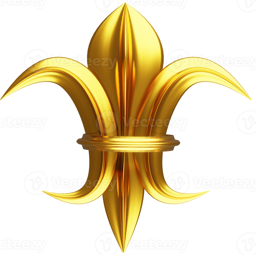 3D illustration render gold design design element on transparent background png