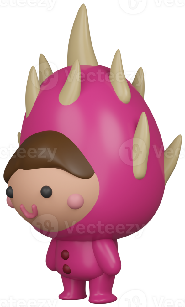3d illustrazione rendere rosa personaggio Drago frutta ragazza su trasparente sfondo png