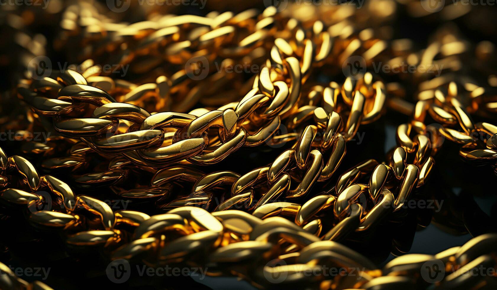 dorado cadena en oscuro antecedentes. ai generado foto