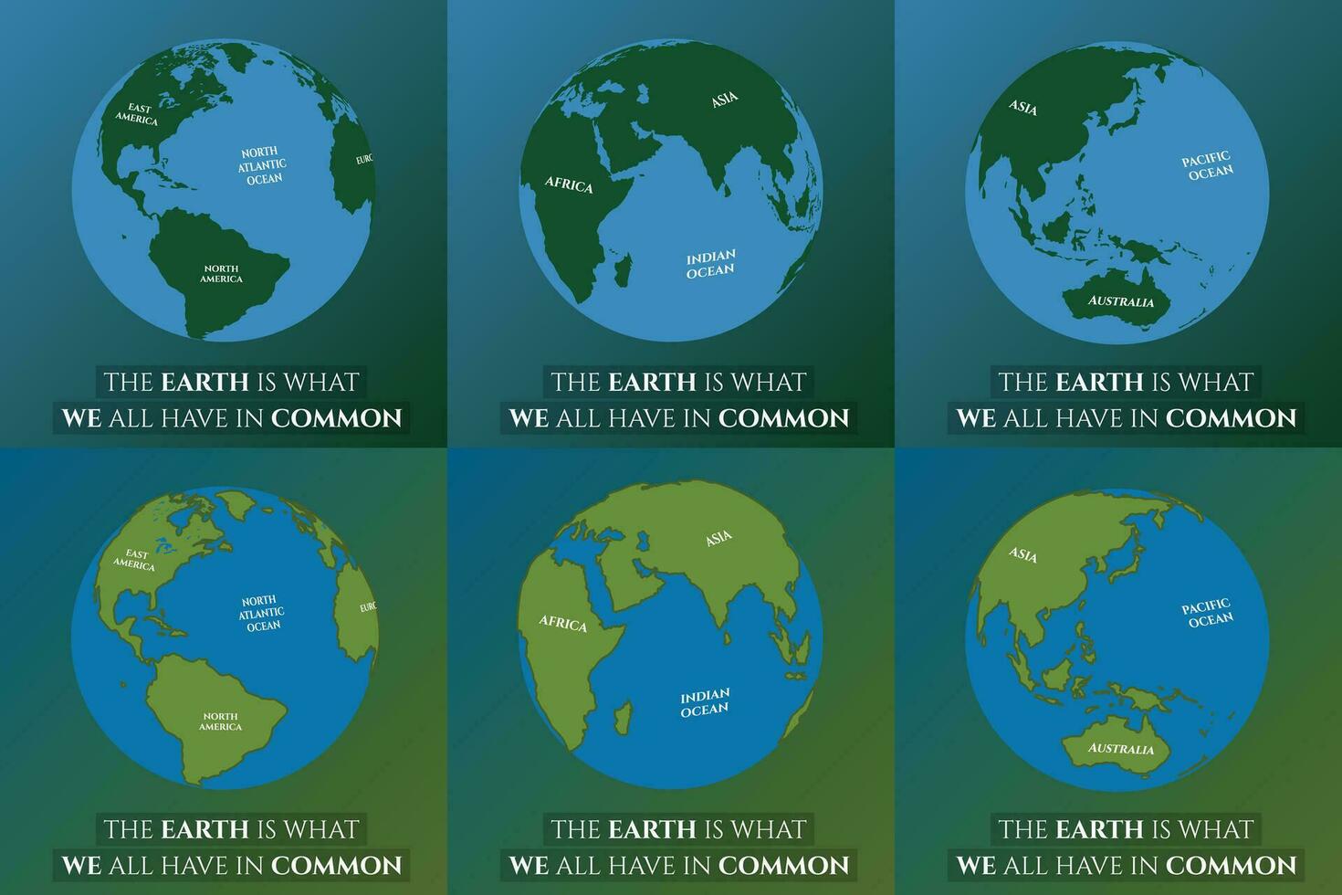 Earth quotes, earth continents, vector illustration of world map