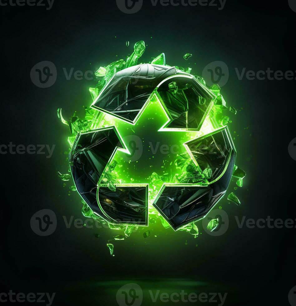 Bright recycling symbol in ecology concept. AI generated photo