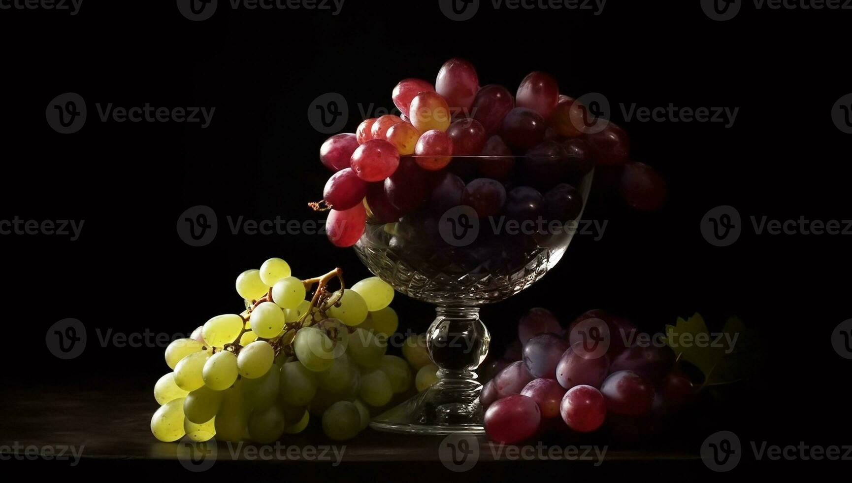 Close-up of bunch of grapes. AI generated photo