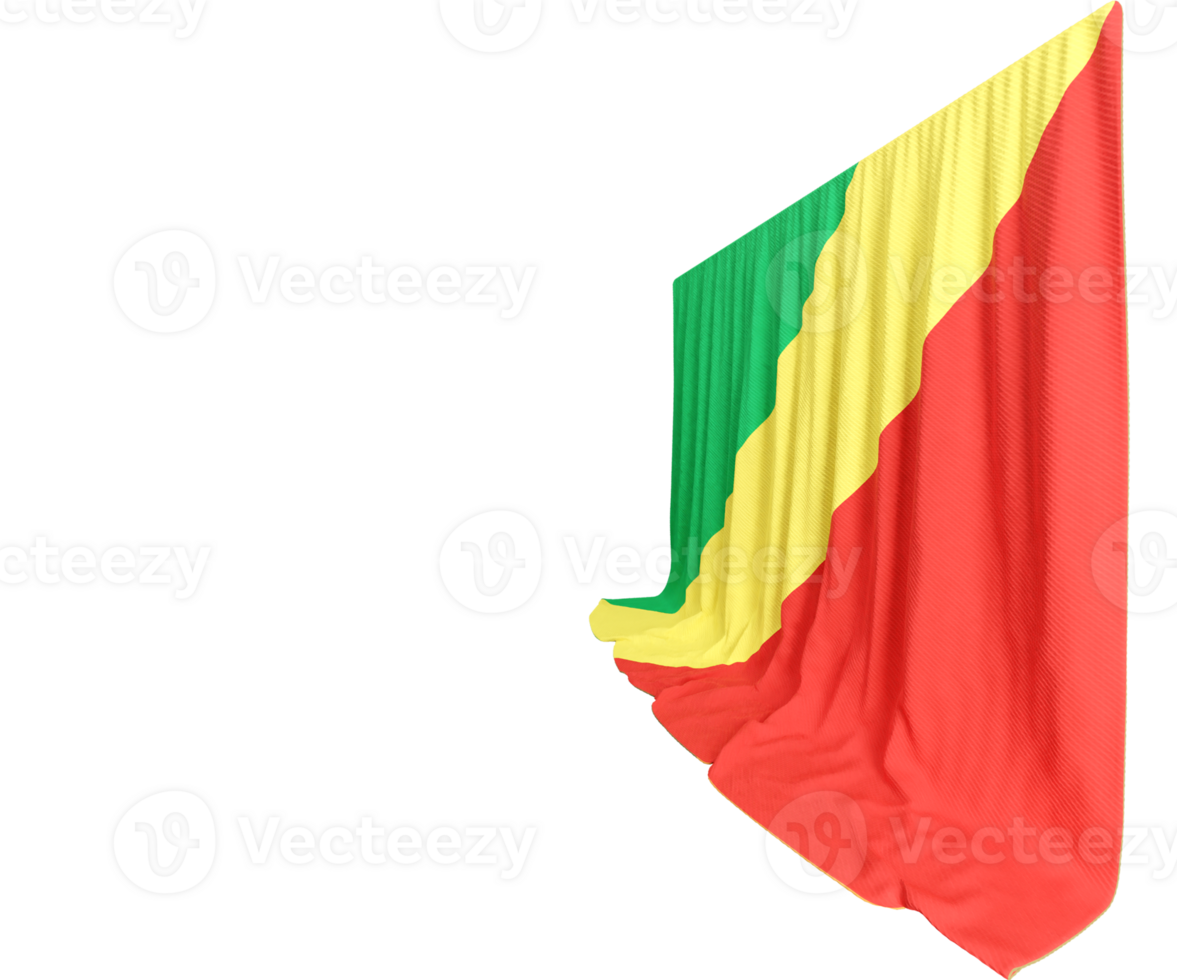 Republic of Congo Flag Curtain in 3D Rendering called Flag of Republic of Congo png