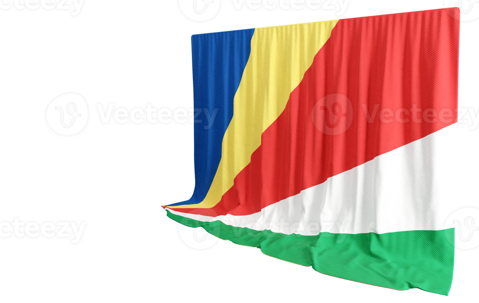 Seychelles Flag Curtain in 3D Rendering called Flag of Seychelles png
