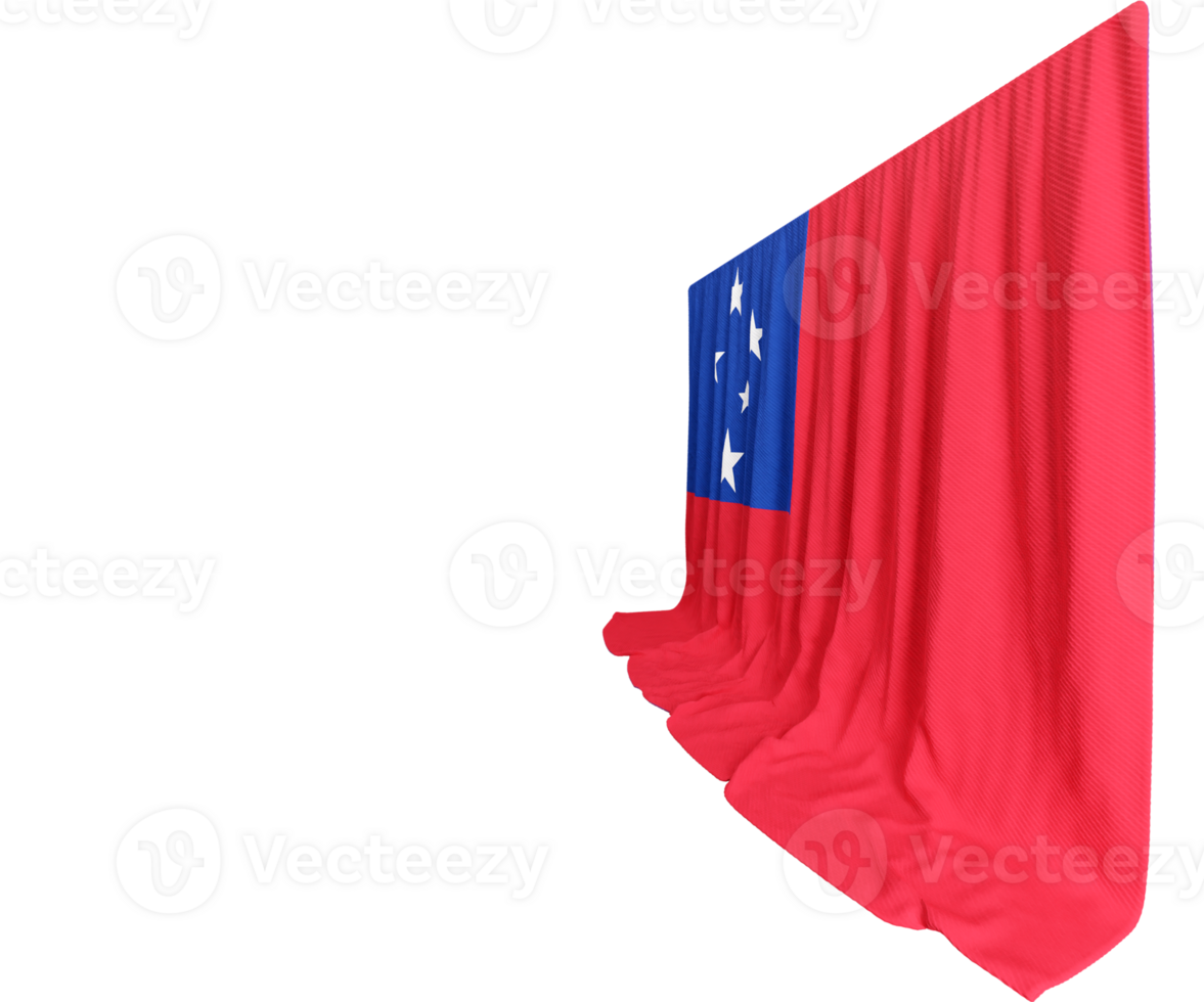 Samoa Flag Curtain in 3D Rendering called Flag of Samoa png