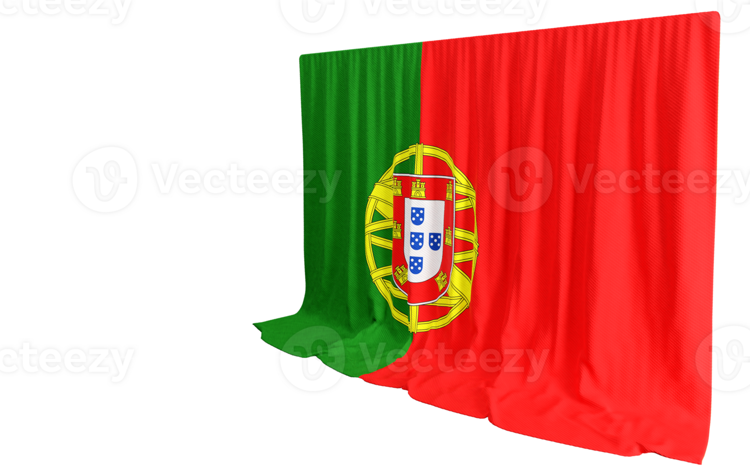 Portugal Flag Curtain in 3D Rendering called Flag of Portugal png