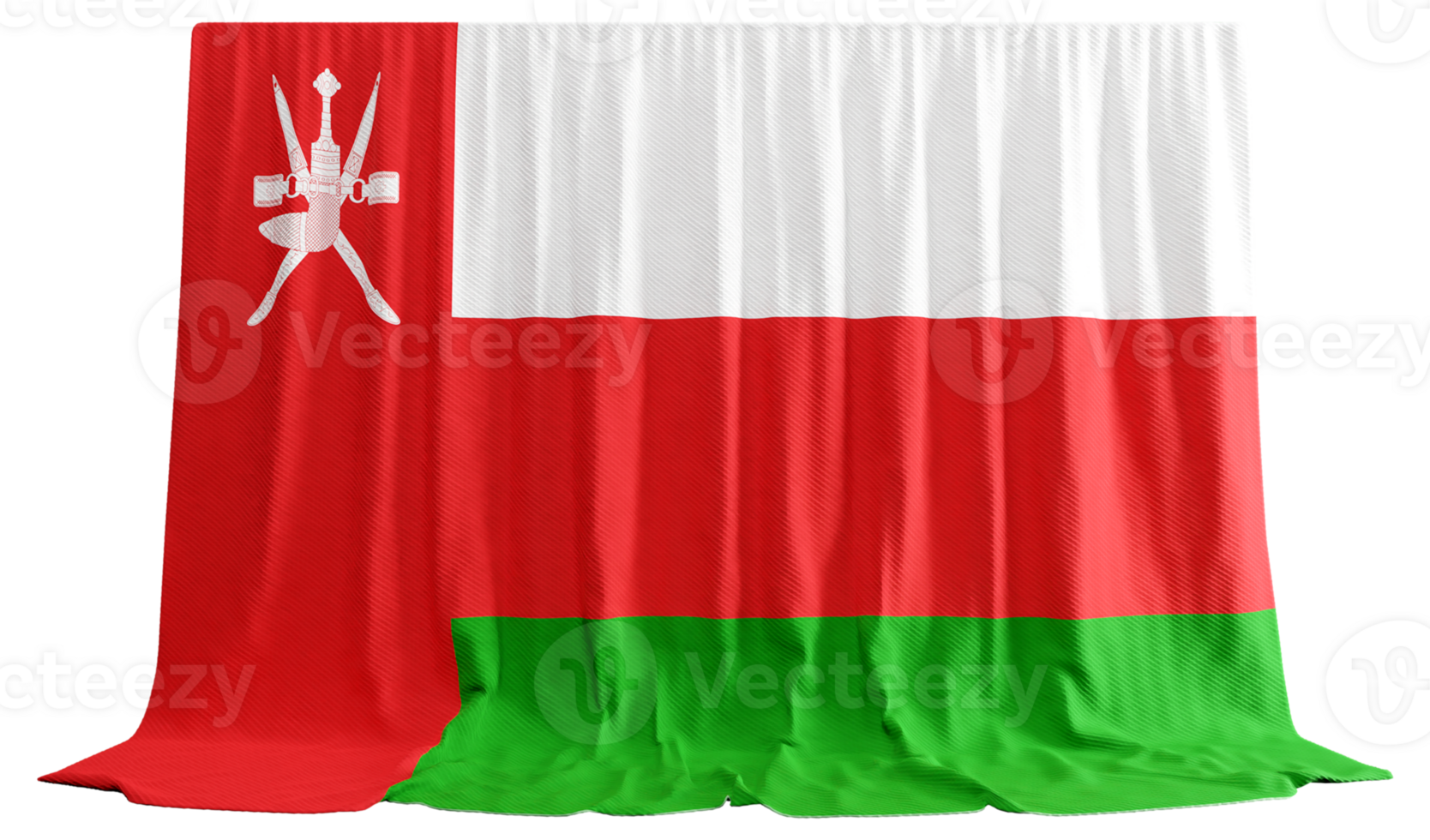 Oman Flag Curtain in 3D Rendering called Flag of Oman png