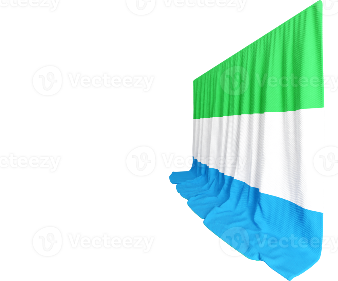 Sierra Leone Flag Curtain in 3D Rendering called Flag of Sierra Leone png