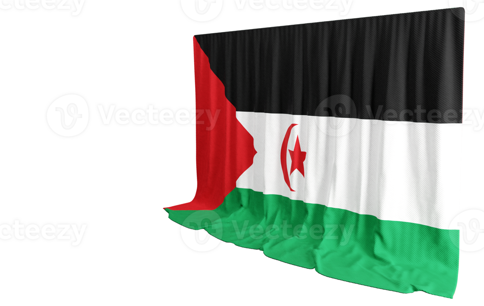 Sahrawi Arab Democratic Republic Flag Curtain in 3D Rendering called Flag of Sahrawi Arab Democratic Republic png