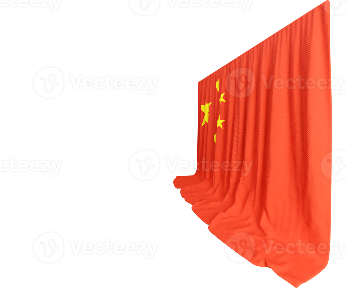 China Flag Curtain in 3D Rendering called Flag of China png
