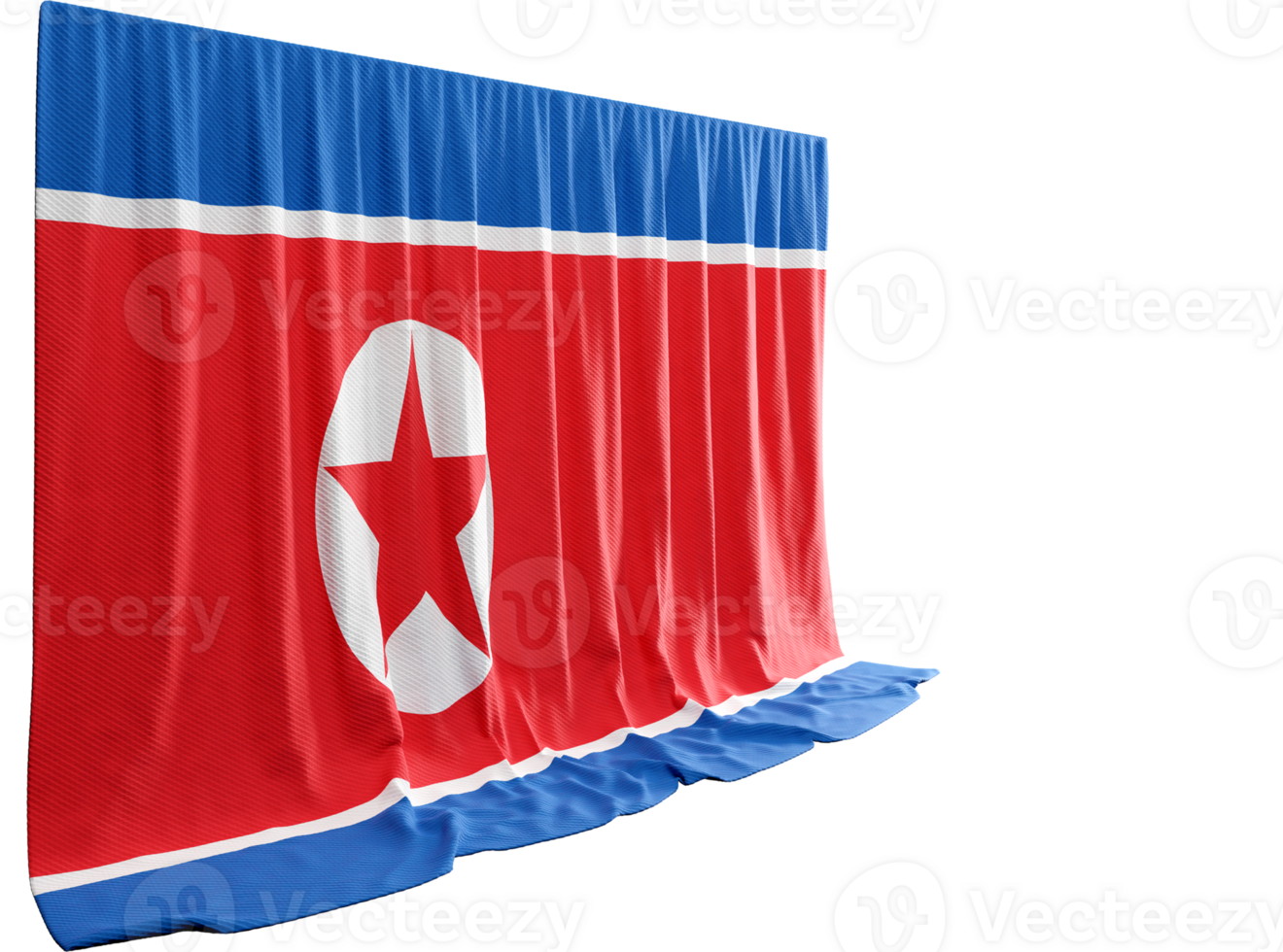 North Korea Flag Curtain in 3D Rendering called Flag of North Korea png