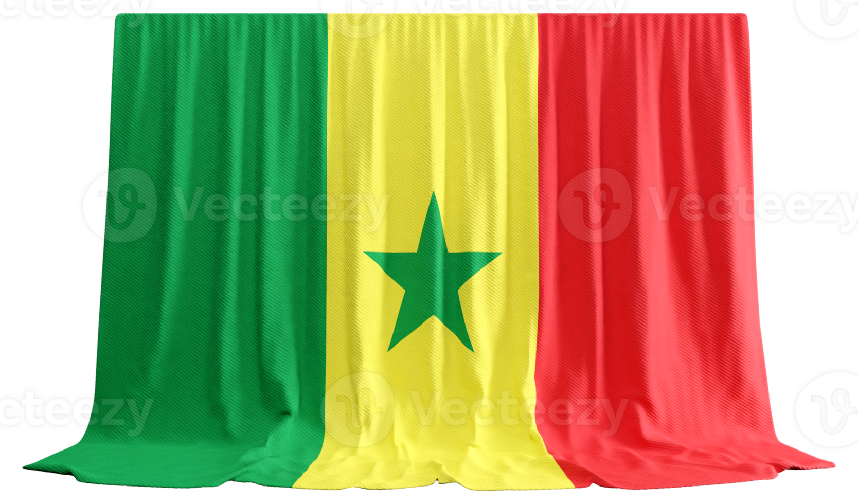Senegal Flag Curtain in 3D Rendering called Flag of Senegal png