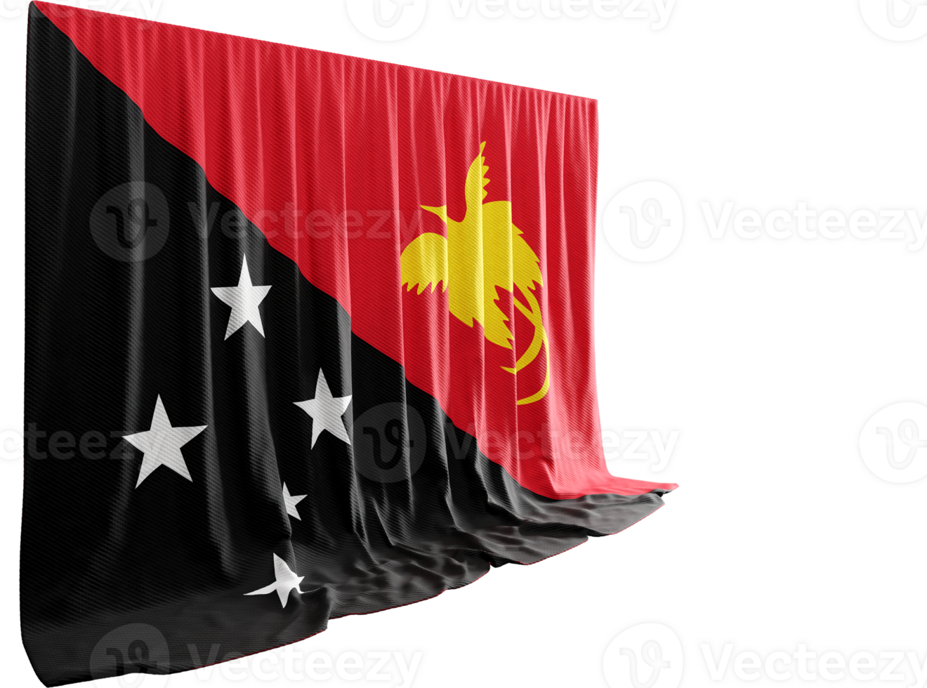 Papua New Guinea Flag Curtain in 3D Rendering called Flag of Papua New Guinea png