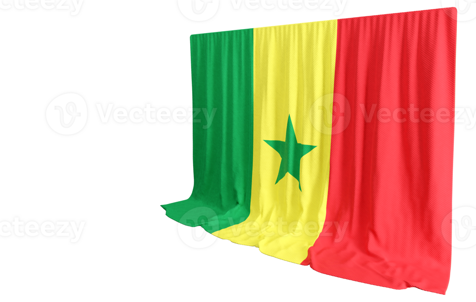 Senegal Flag Curtain in 3D Rendering called Flag of Senegal png